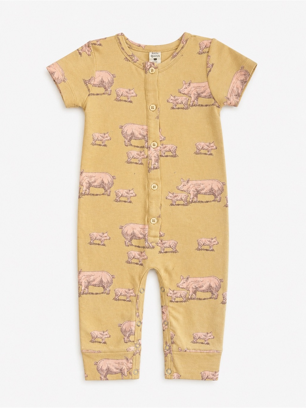 Kate Quinn Pig Piglets Mustard Baby Romper Jumpsuit 18-24M 100% Cotton